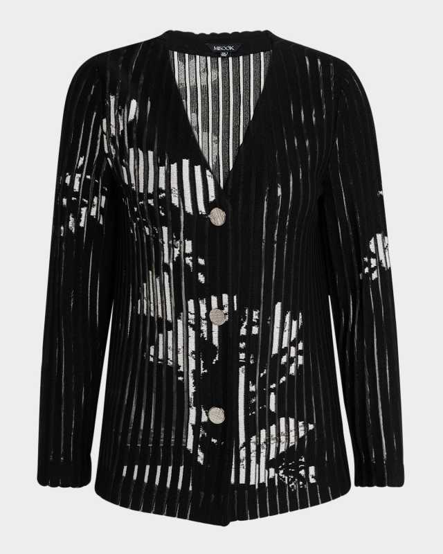 Relaxed Sheer Striped Soft Knit Jacket
